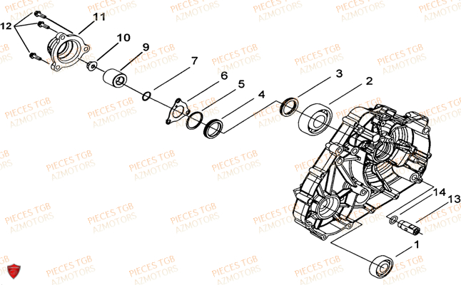 Cache Carter Moteur Gauche 1 AZMOTORS Pieces TGB FARM 550 (2015) (No Serie RFCFWGFEH.. Type: FWG-HFET)