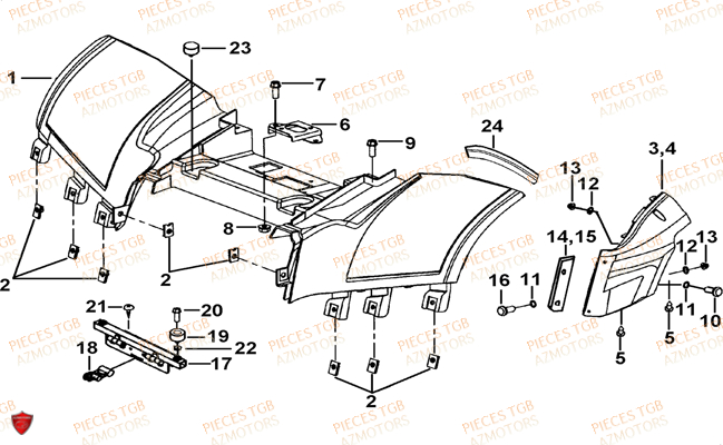 CARROSSERIE ARRIERE AZMOTORS TGB FARM 550 2015