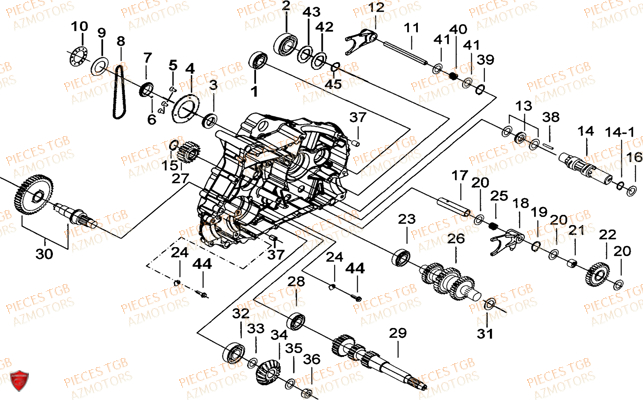 Carter Moteur Gauche 2 AZMOTORS Pieces TGB FARM 550 (2015) (No Serie RFCFWGFEH.. Type: FWG-HFET)