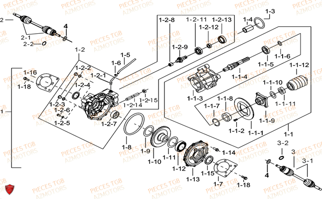 Differentiel Arriere AZMOTORS Pieces TGB FARM 550 (2015) (No Serie RFCFWGFEH.. Type: FWG-HFET)