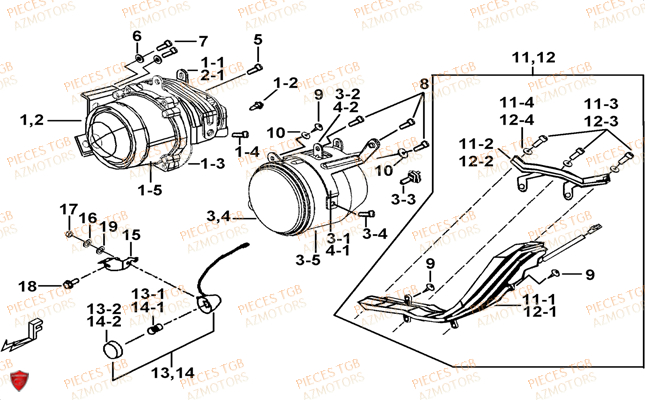 ECLAIRAGE AVANT AZMOTORS TGB FARM 550 2015