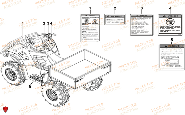 Etiquettes De Securite AZMOTORS Pieces TGB FARM 550 (2015) (No Serie RFCFWGFEH.. Type: FWG-HFET)