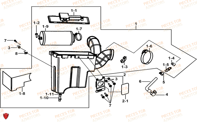 Filtre A Air AZMOTORS Pieces TGB FARM 550 (2015) (No Serie RFCFWGFEH.. Type: FWG-HFET)