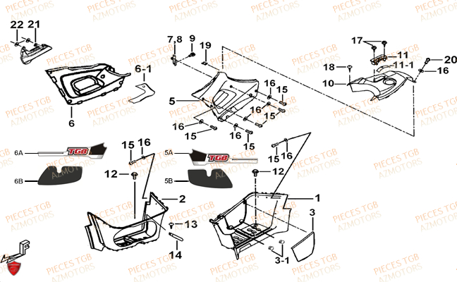 Marche Pied AZMOTORS Pieces TGB FARM 550 (2015) (No Serie RFCFWGFEH.. Type: FWG-HFET)