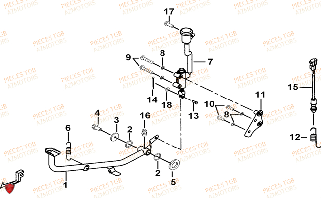 Pedale De Frein AZMOTORS Pieces TGB FARM 550 (2015) (No Serie RFCFWGFEH.. Type: FWG-HFET)