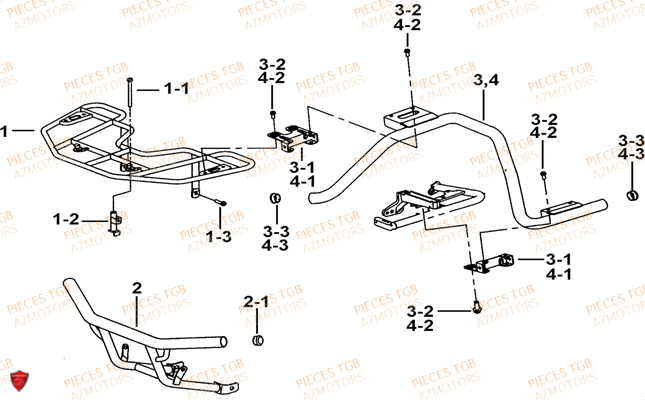 Porte Bagages Option AZMOTORS Pieces TGB FARM 550 (2015) (No Serie RFCFWGFEH.. Type: FWG-HFET)