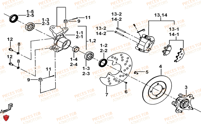 Porte Fusee De Direction AZMOTORS Pieces TGB FARM 550 (2015) (No Serie RFCFWGFEH.. Type: FWG-HFET)