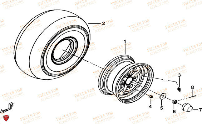 Roues Avant AZMOTORS Pieces TGB FARM 550 (2015) (No Serie RFCFWGFEH.. Type: FWG-HFET)