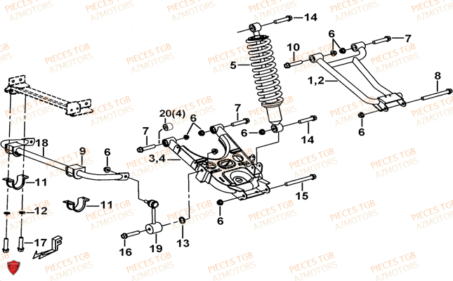 Suspension Arriere AZMOTORS Pieces TGB FARM 550 (2015) (No Serie RFCFWGFEH.. Type: FWG-HFET)