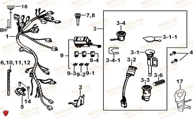 Systeme Electrique 2 AZMOTORS Pieces TGB FARM 550 (2015) (No Serie RFCFWGFEH.. Type: FWG-HFET)