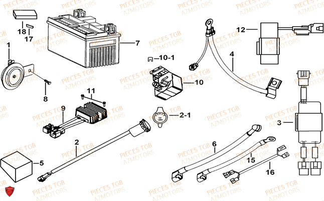 Systeme Electrique 3 AZMOTORS Pieces TGB FARM 550 (2015) (No Serie RFCFWGFEH.. Type: FWG-HFET)
