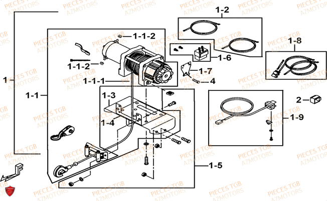 Treuil Modele Tgb Co AZMOTORS Pieces TGB FARM 550 (2015) (No Serie RFCFWGFEH.. Type: FWG-HFET)