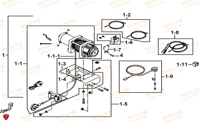 Treuil Modele Tgb Ly AZMOTORS Pieces TGB FARM 550 (2015) (No Serie RFCFWGFEH.. Type: FWG-HFET)