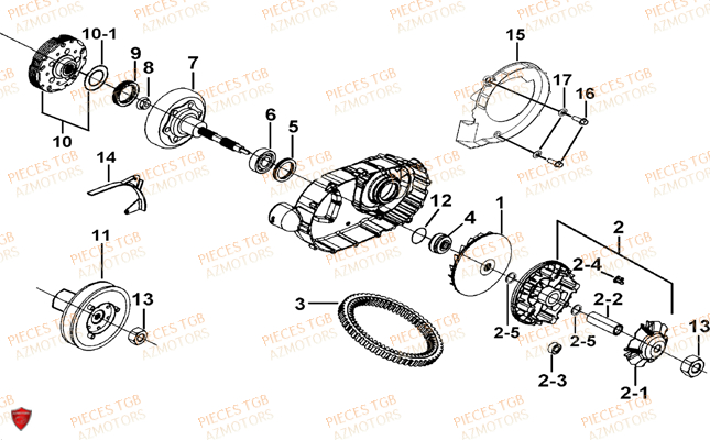 Variateur AZMOTORS Pieces TGB FARM 550 (2015) (No Serie RFCFWGFEH.. Type: FWG-HFET)