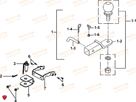 Attelage (option) AZMOTORS Pieces TGB FARM 550 EPS (No Serie RFCFWGFEH.. Type: FWG-HFET)