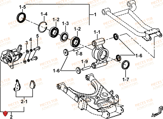 Axe Arriere TGB Pieces TGB FARM 550 EPS (No Serie RFCFWGFEH.. Type: FWG-HFET)