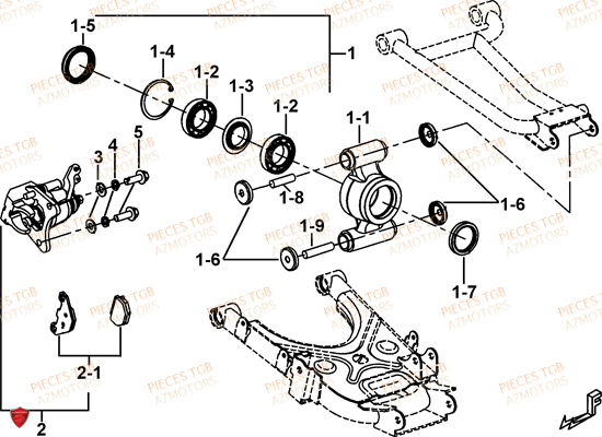 Axe Arriere AZMOTORS Pieces TGB FARM 550 EPS (No Serie RFCFWGFEH.. Type: FWG-HFET)