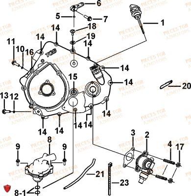 Cache Carter Moteur Gauche 2 AZMOTORS Pieces TGB FARM 550 EPS (No Serie RFCFWGFEH.. Type: FWG-HFET)