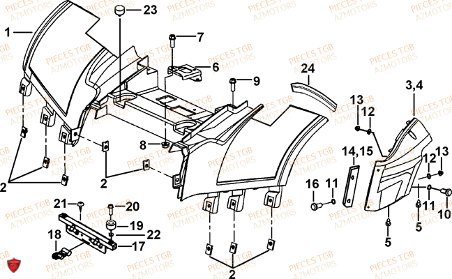 Carrosserie Arriere TGB Pieces TGB FARM 550 EPS (No Serie RFCFWGFEH.. Type: FWG-HFET)