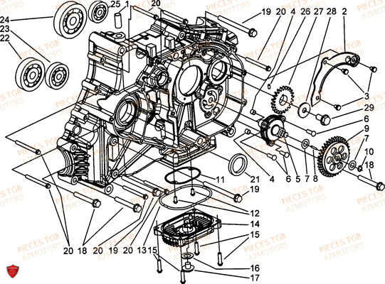 Carter Moteur Droit AZMOTORS Pieces TGB FARM 550 EPS (No Serie RFCFWGFEH.. Type: FWG-HFET)