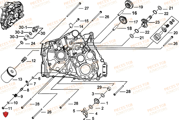 Carter Moteur Gauche 1 AZMOTORS Pieces TGB FARM 550 EPS (No Serie RFCFWGFEH.. Type: FWG-HFET)