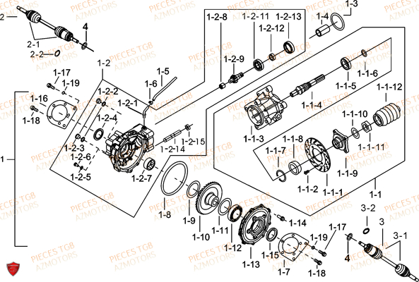 Differentiel Arriere TGB Pieces TGB FARM 550 EPS (No Serie RFCFWGFEH.. Type: FWG-HFET)