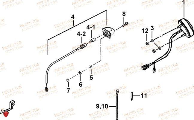 Eclairage Arriere AZMOTORS Pieces TGB FARM 550 EPS (No Serie RFCFWGFEH.. Type: FWG-HFET)