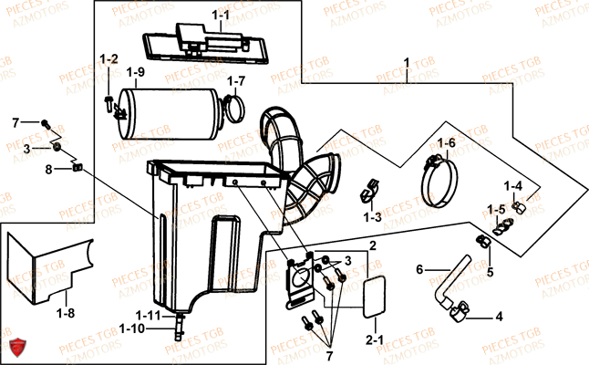 Filtre A Air AZMOTORS Pieces TGB FARM 550 EPS (No Serie RFCFWGFEH.. Type: FWG-HFET)