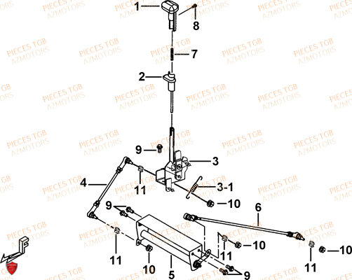 Levier De Vitesses AZMOTORS Pieces TGB FARM 550 EPS (No Serie RFCFWGFEH.. Type: FWG-HFET)