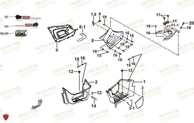 Marche Pied AZMOTORS Pieces TGB FARM 550 EPS (No Serie RFCFWGFEH.. Type: FWG-HFET)