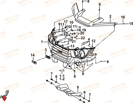 Pare Chocs AZMOTORS Pieces TGB FARM 550 EPS (No Serie RFCFWGFEH.. Type: FWG-HFET)