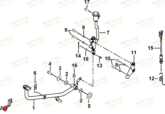 Pedale De Frein TGB Pieces TGB FARM 550 EPS (No Serie RFCFWGFEH.. Type: FWG-HFET)