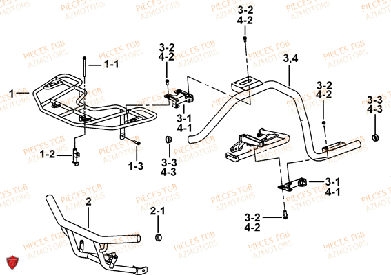 Porte Bagages (option) AZMOTORS Pieces TGB FARM 550 EPS (No Serie RFCFWGFEH.. Type: FWG-HFET)