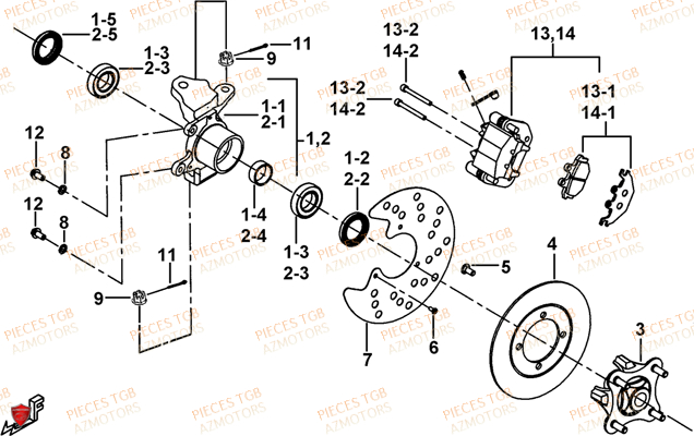 Porte Fusee De Direction AZMOTORS Pieces TGB FARM 550 EPS (No Serie RFCFWGFEH.. Type: FWG-HFET)