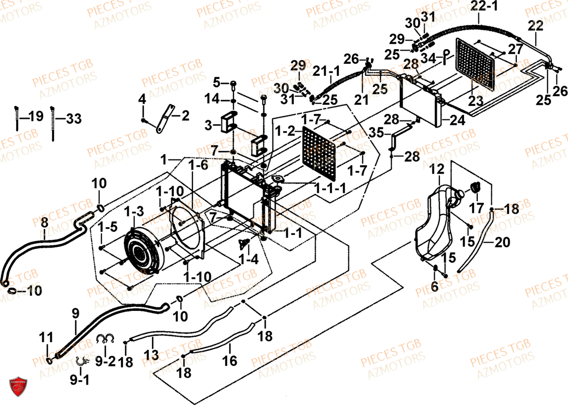 Refroidissement TGB Pieces TGB FARM 550 EPS (No Serie RFCFWGFEH.. Type: FWG-HFET)