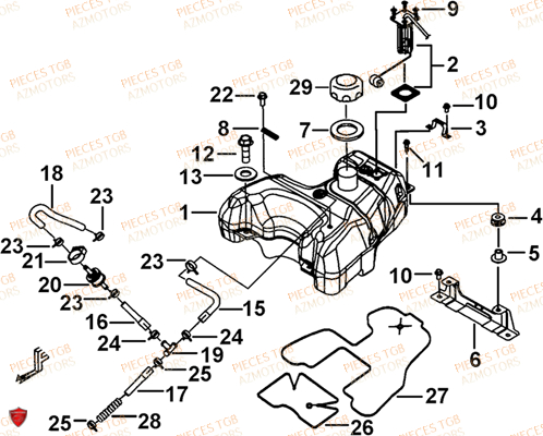 Reservoir AZMOTORS Pieces TGB FARM 550 EPS (No Serie RFCFWGFEH.. Type: FWG-HFET)