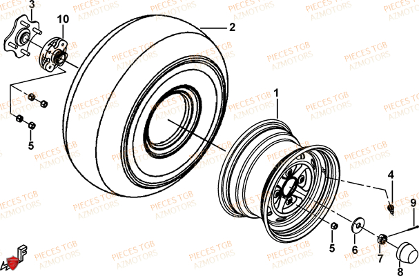 Roues Arriere TGB Pieces TGB FARM 550 EPS (No Serie RFCFWGFEH.. Type: FWG-HFET)