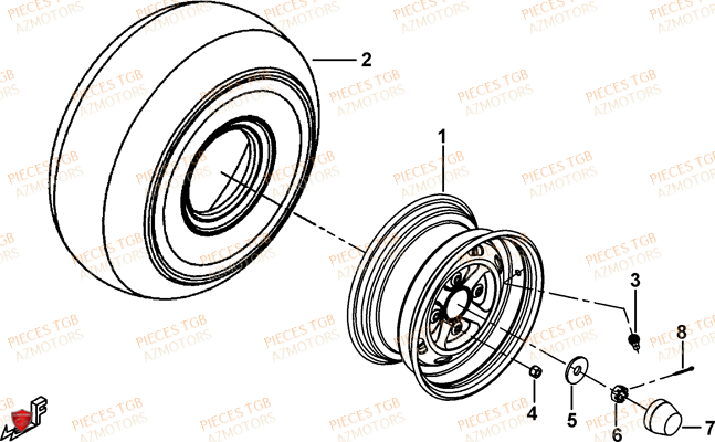 Roues Avant AZMOTORS Pieces TGB FARM 550 EPS (No Serie RFCFWGFEH.. Type: FWG-HFET)