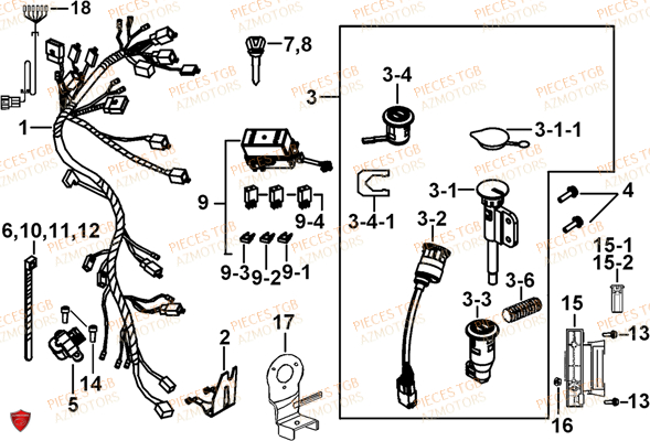 Systeme Electrique 2 AZMOTORS Pieces TGB FARM 550 EPS (No Serie RFCFWGFEH.. Type: FWG-HFET)