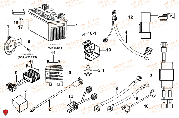 Systeme Electrique 3 TGB Pieces TGB FARM 550 EPS (No Serie RFCFWGFEH.. Type: FWG-HFET)