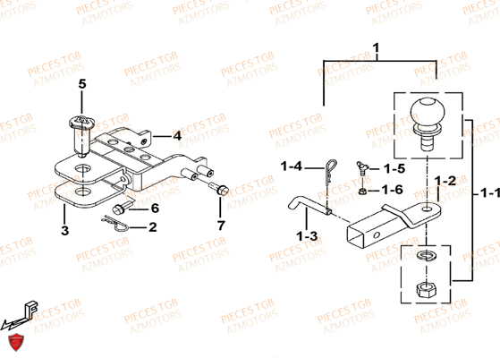 Attelage (option) TGB Pieces TGB FARM 600 EPS (No Serie RFCWTHTBA.. Type: FWH-HFET)