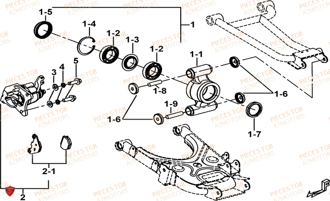 Axe Arriere TGB Pieces TGB FARM 600 EPS (No Serie RFCWTHTBA.. Type: FWH-HFET)