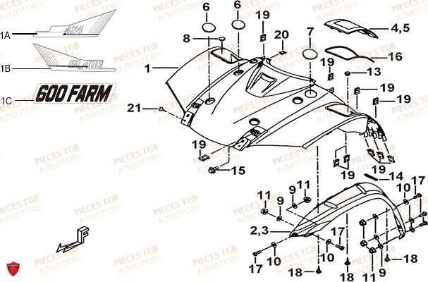 Carrosserie Avant TGB Pieces TGB FARM 600 EPS (No Serie RFCWTHTBA.. Type: FWH-HFET)