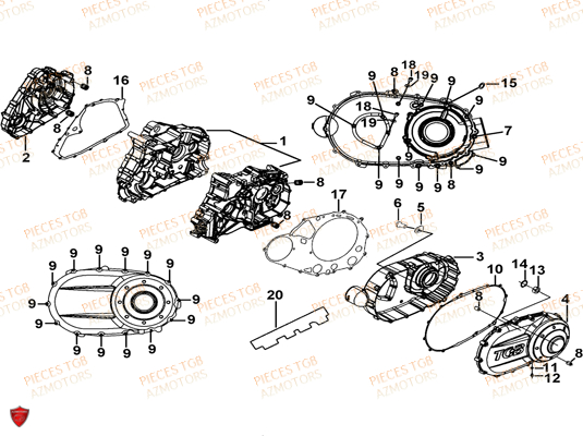 Carter Moteur TGB Pieces TGB FARM 600 EPS (No Serie RFCWTHTBA.. Type: FWH-HFET)