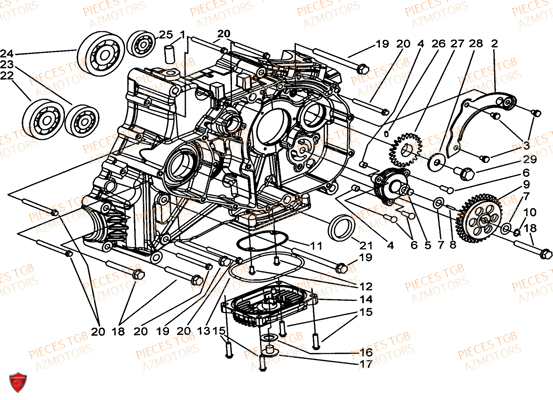 Carter Moteur Droit TGB Pieces TGB FARM 600 EPS (No Serie RFCWTHTBA.. Type: FWH-HFET)