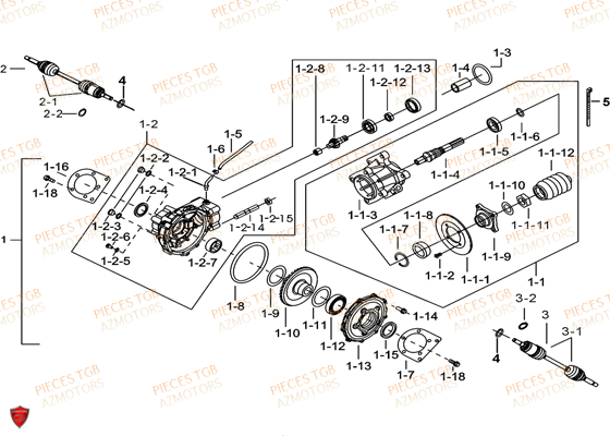 Differentiel Arriere TGB Pieces TGB FARM 600 EPS (No Serie RFCWTHTBA.. Type: FWH-HFET)