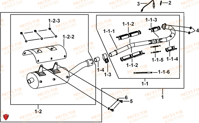 Echappement TGB Pieces TGB FARM 600 EPS (No Serie RFCWTHTBA.. Type: FWH-HFET)