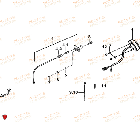 Eclairage Arriere TGB Pieces TGB FARM 600 EPS (No Serie RFCWTHTBA.. Type: FWH-HFET)