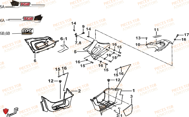 Marche Pied TGB Pieces TGB FARM 600 EPS (No Serie RFCWTHTBA.. Type: FWH-HFET)