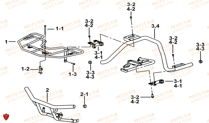 Porte Bagages (option) TGB Pieces TGB FARM 600 EPS (No Serie RFCWTHTBA.. Type: FWH-HFET)